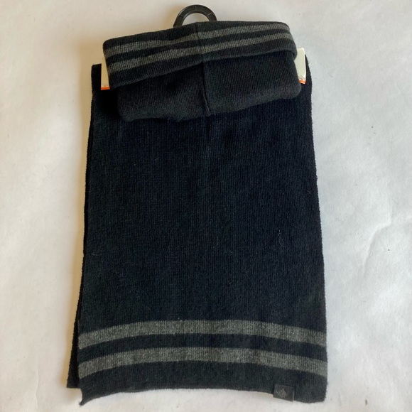 New Dockers Unisex 100% Acrylic Black Grey Knitted Scarf and Hat One size - Picture 5 of 9